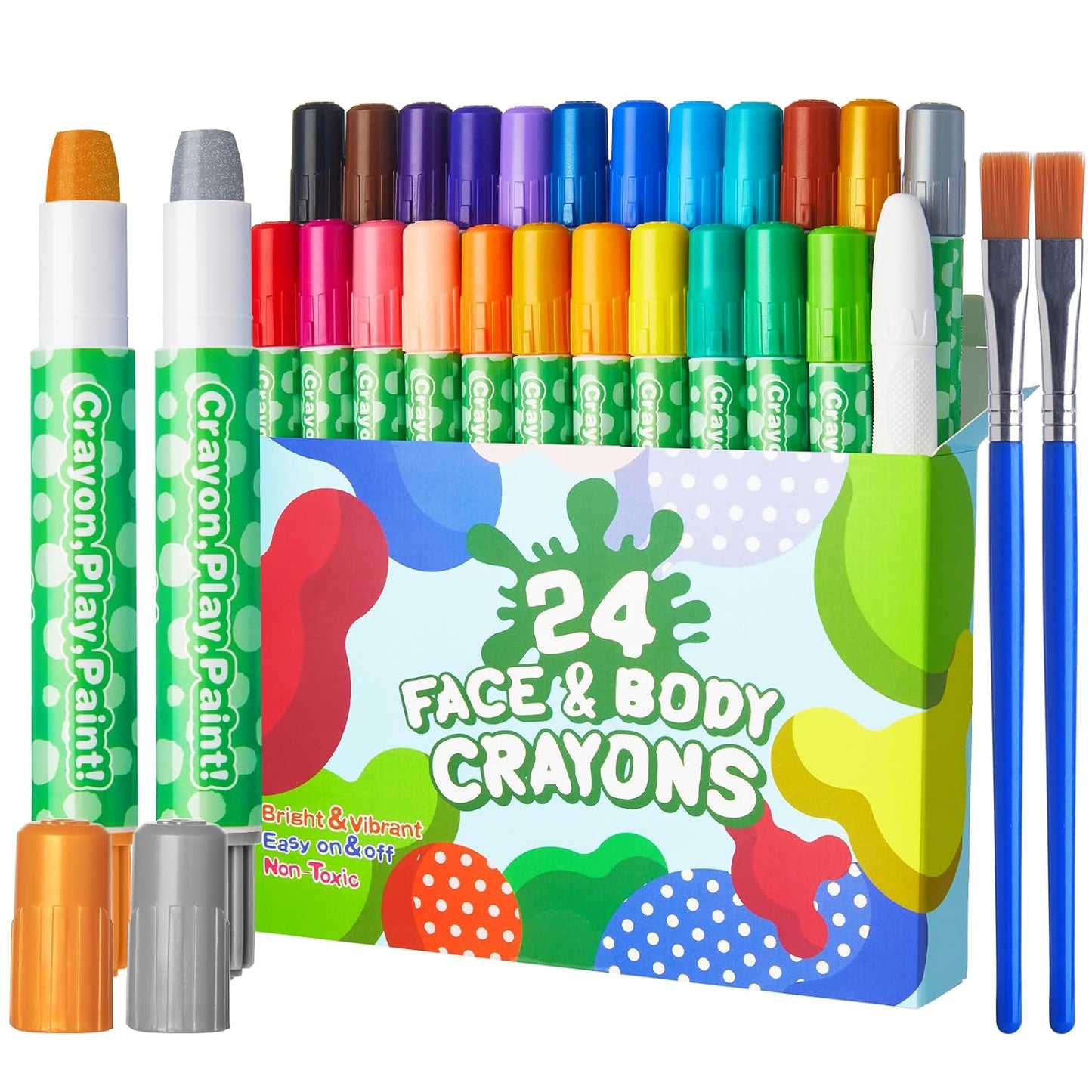 24 Colors Twistable Face Paint Crayons for Kids-Lictin