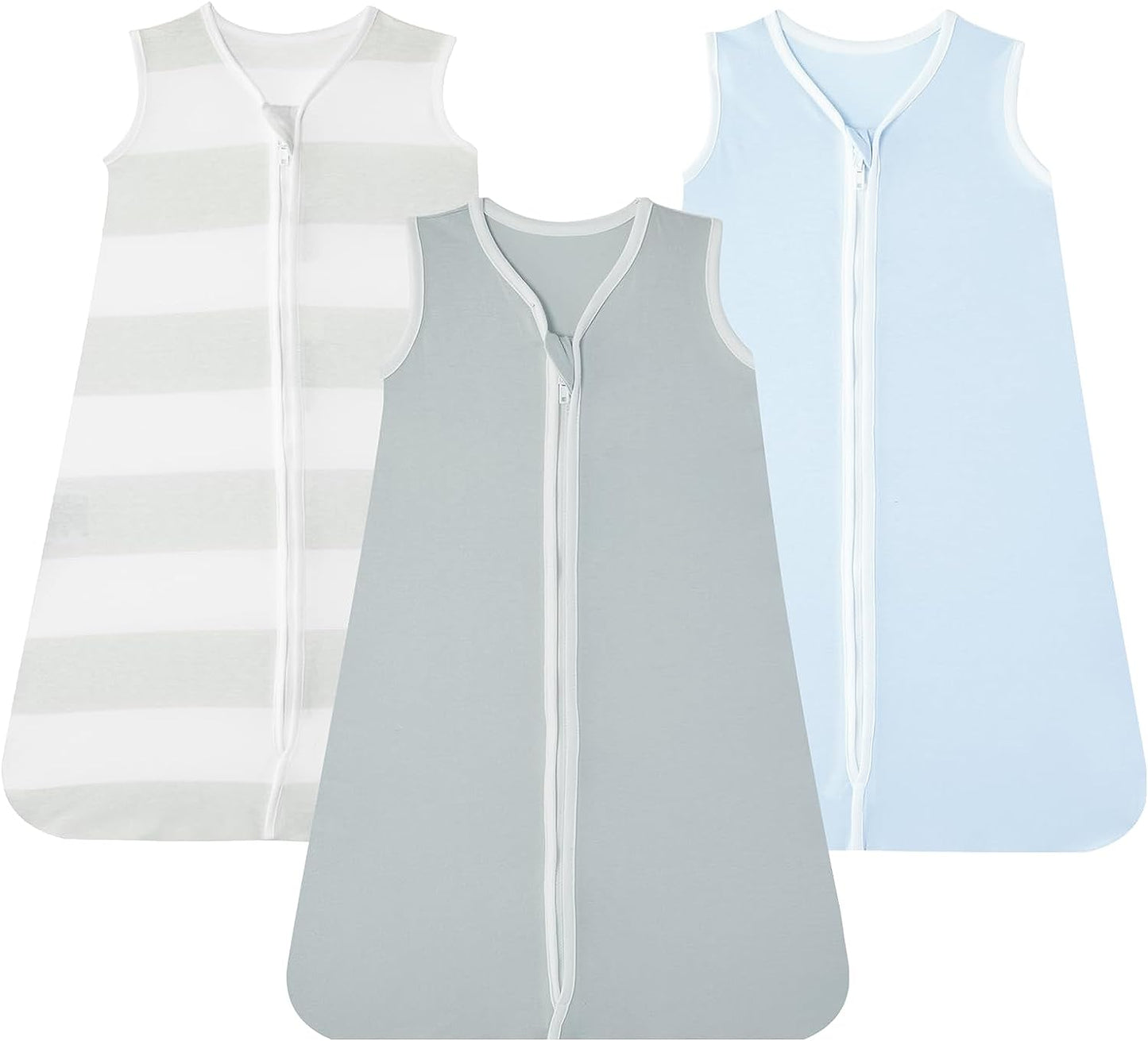 Lictin Baby Sleep Sacks-3 Packs Cotton Baby Wearable Blanket 0.5 TOG,Unisex Sleepsack 0-6 Months, Baby Sleeping Bag with 2-Way Safe Zipper for Baby Boy or Girl