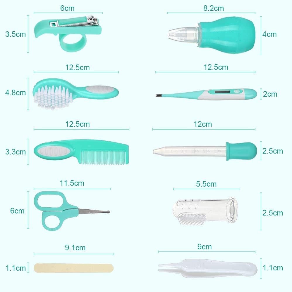 Lictin Baby Grooming Kit Newborn Care - 12PCS Baby Health Care Set Portable Baby Thermometer Kit, Safety Cutter Baby Nail Kit for Nursing Baby Girl Boys Heath and Grooming