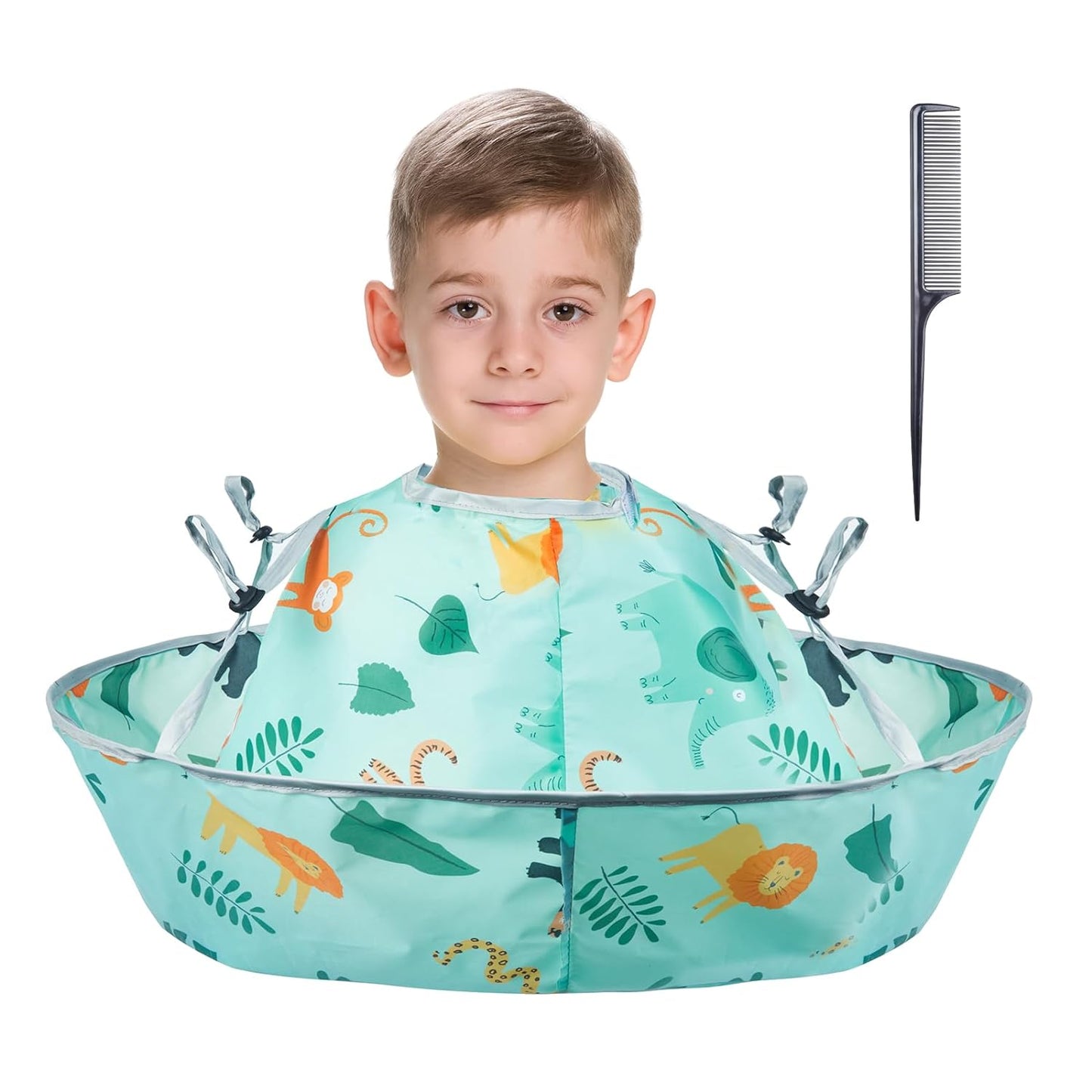 Lictin Haircut Capes Umbrella for Kids - Hair Cutting Haircut Cape Kids Waterproof Foldable Adjustment, Hairdressing Umbrella Cape Apron with 1PCS Black Comb, Marine Theme