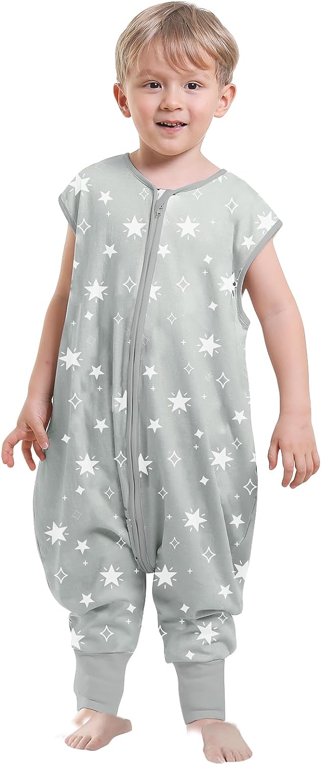 Lictin Toddler Sleep Sack with Feet - Sleep Sack 3t-4t Year Winter, 2.5 TOG Baby Sleeping Bag Sleeveless, Cotton Wearable Blanket with Legs for Infant Toddler from 100cm-110cm