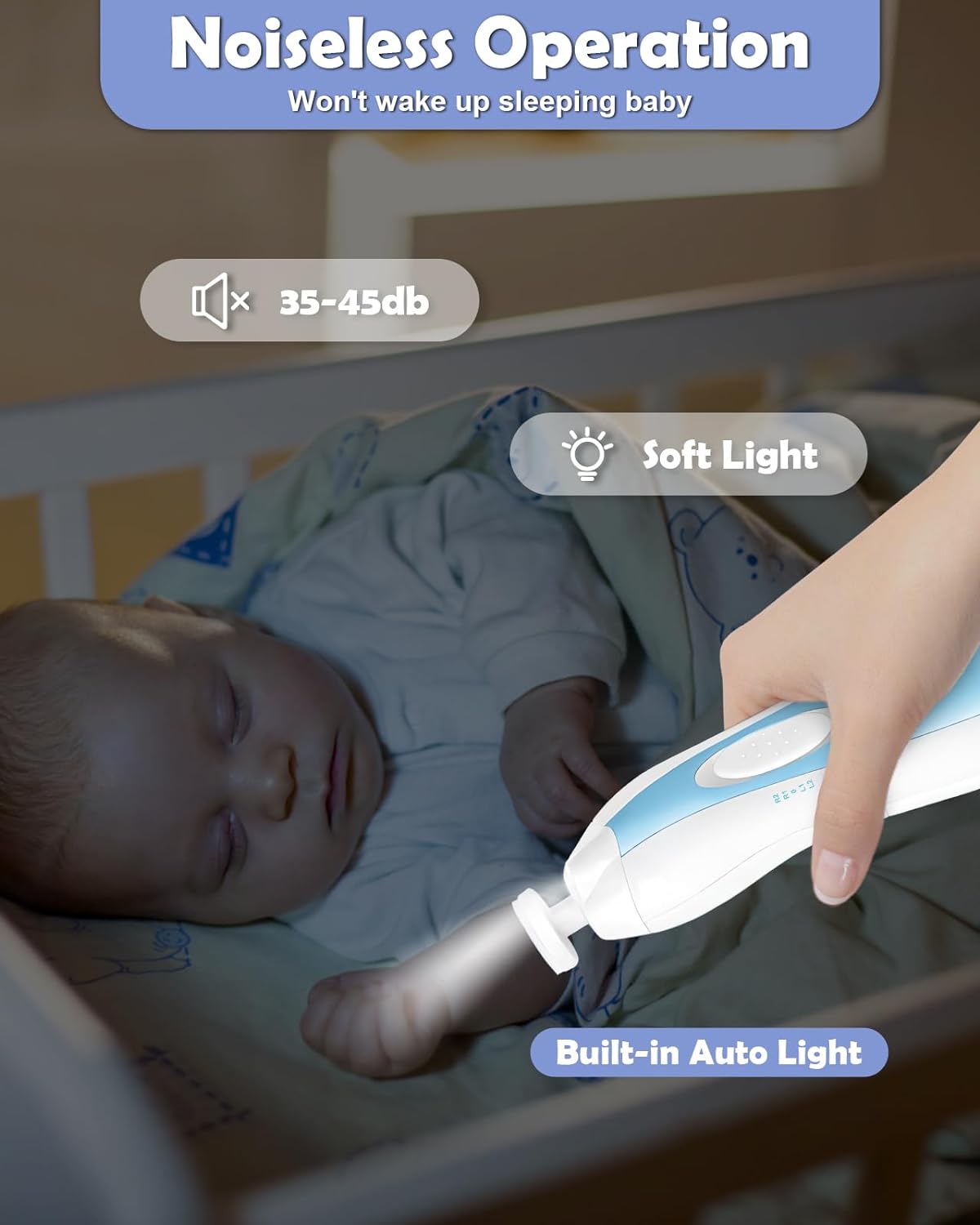 Lictin Baby Healthcare and Grooming Kit, 31 in 1 Baby Nail Trimmer Electric Set,Safe Baby Nail File with Auto Light, Newborn Nursery Health Care Kit with Nail Clippers, Infant Comb, Brush, etc