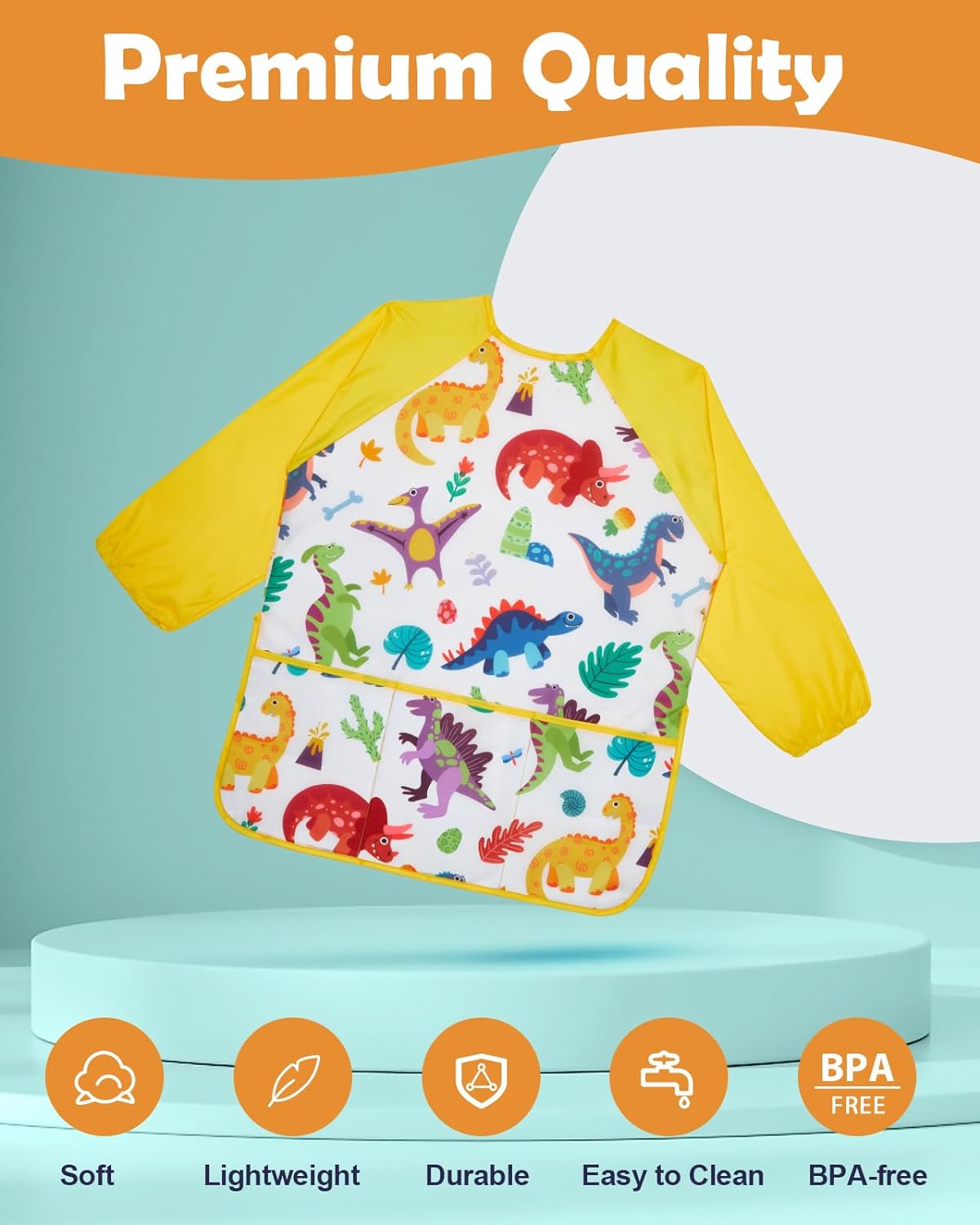 Lictin 2 Pack Kids Art Smocks,Toddler Smock,Waterproof Artist Painting Aprons for Children,with Long Sleeve for Age 3-8 Years