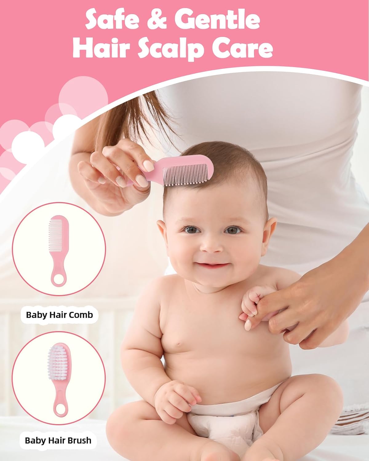 Baby Grooming and Health Kit, Lictin Nursery Care Kit, Newborn Safety Health Care Set with Hair Brush,Comb,Nail Clippers and More for Newborn Infant Toddlers Baby Girls
