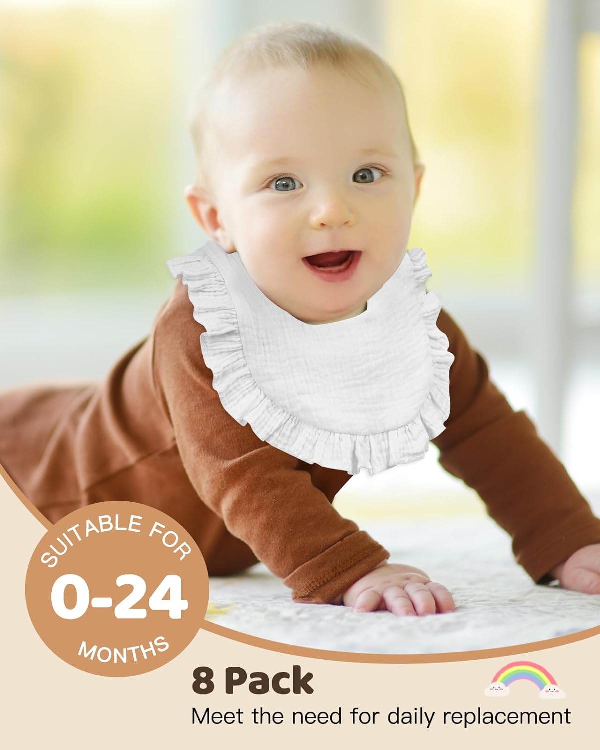 Lictin Muslin Baby Drool Bibs - 8 Pack Baby Bandana Drool Bibs Cotton Unisex