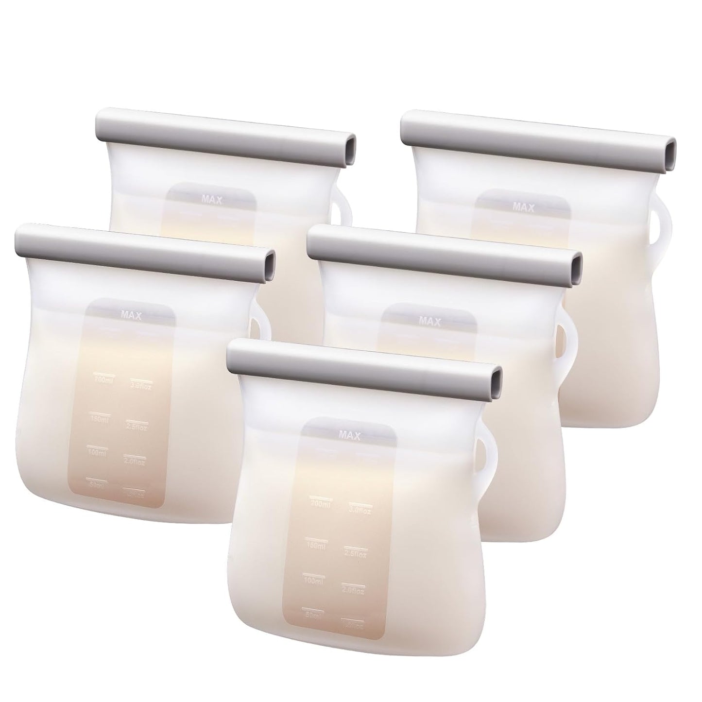 Lictin 8PCS Silicone Breastmilk Storage Bags, 8.5oz/250ml Reusable Breast Milk Storage Container, BPA-Free Self-Standing Milk Storing Bags for Breastfeeding, Leak-Proof Baby Food Storage Containers
