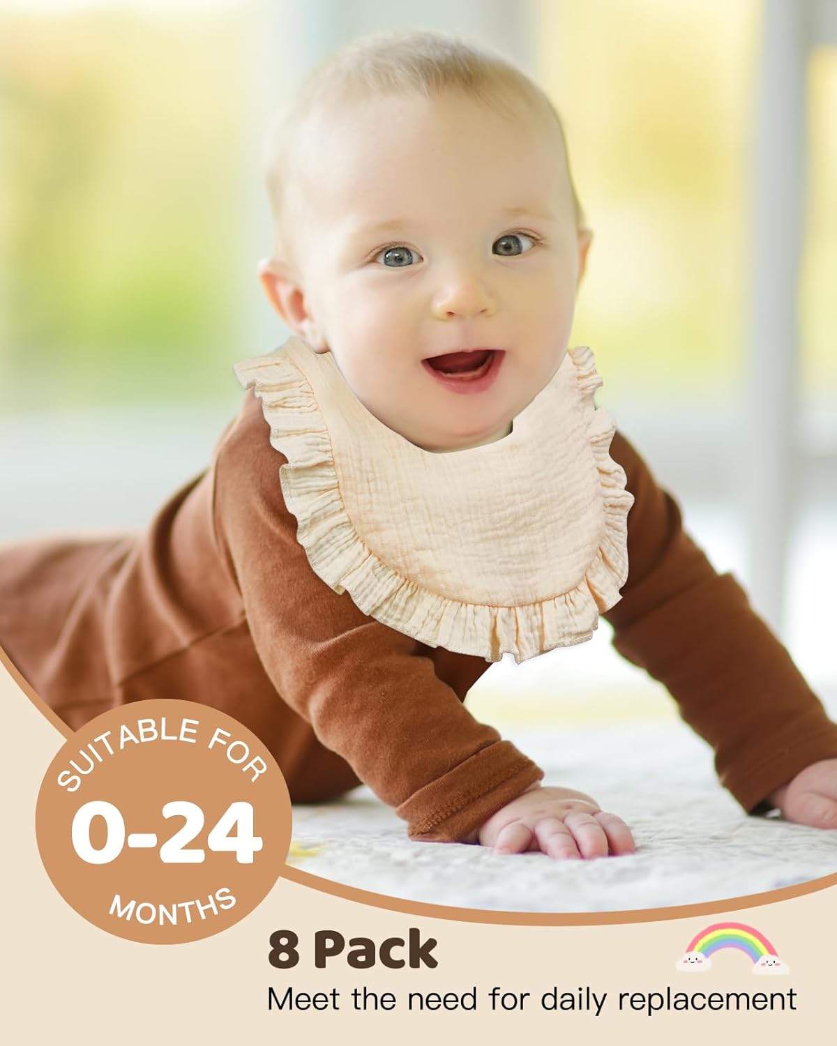 Lictin Muslin Baby Drool Bibs - 8 Pack Baby Bandana Drool Bibs Cotton Unisex