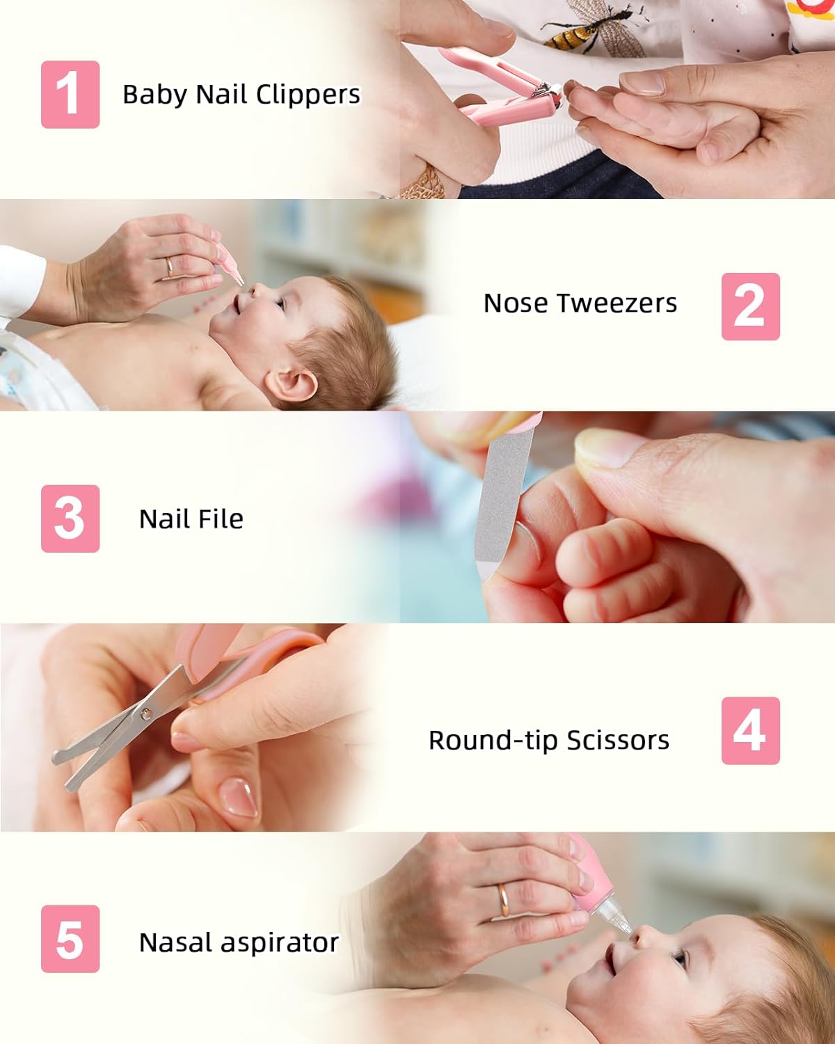 Baby Grooming and Health Kit, Lictin Nursery Care Kit, Newborn Safety Health Care Set with Hair Brush,Comb,Nail Clippers and More for Newborn Infant Toddlers Baby Girls