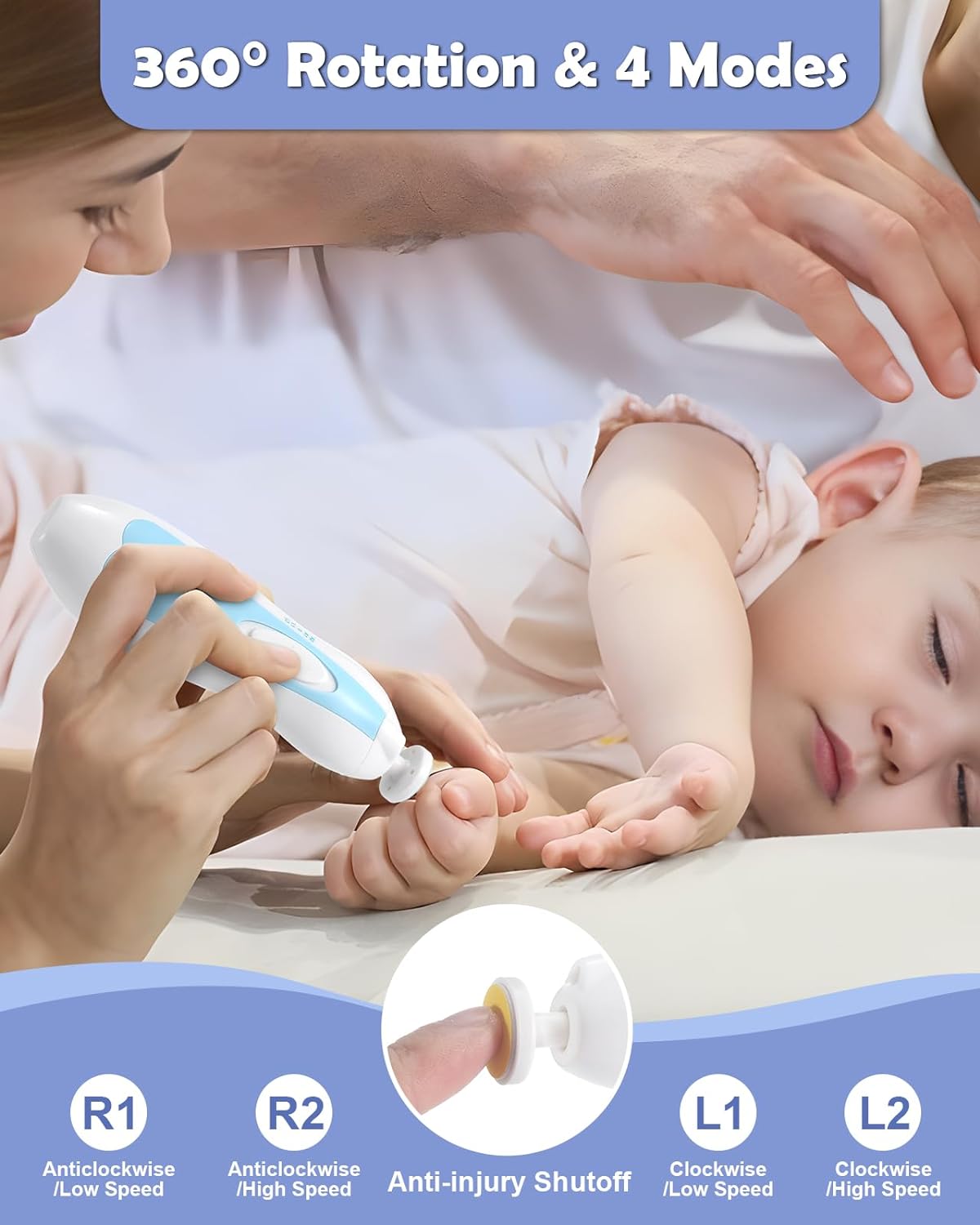 Lictin Baby Healthcare and Grooming Kit, 31 in 1 Baby Nail Trimmer Electric Set,Safe Baby Nail File with Auto Light, Newborn Nursery Health Care Kit with Nail Clippers, Infant Comb, Brush, etc