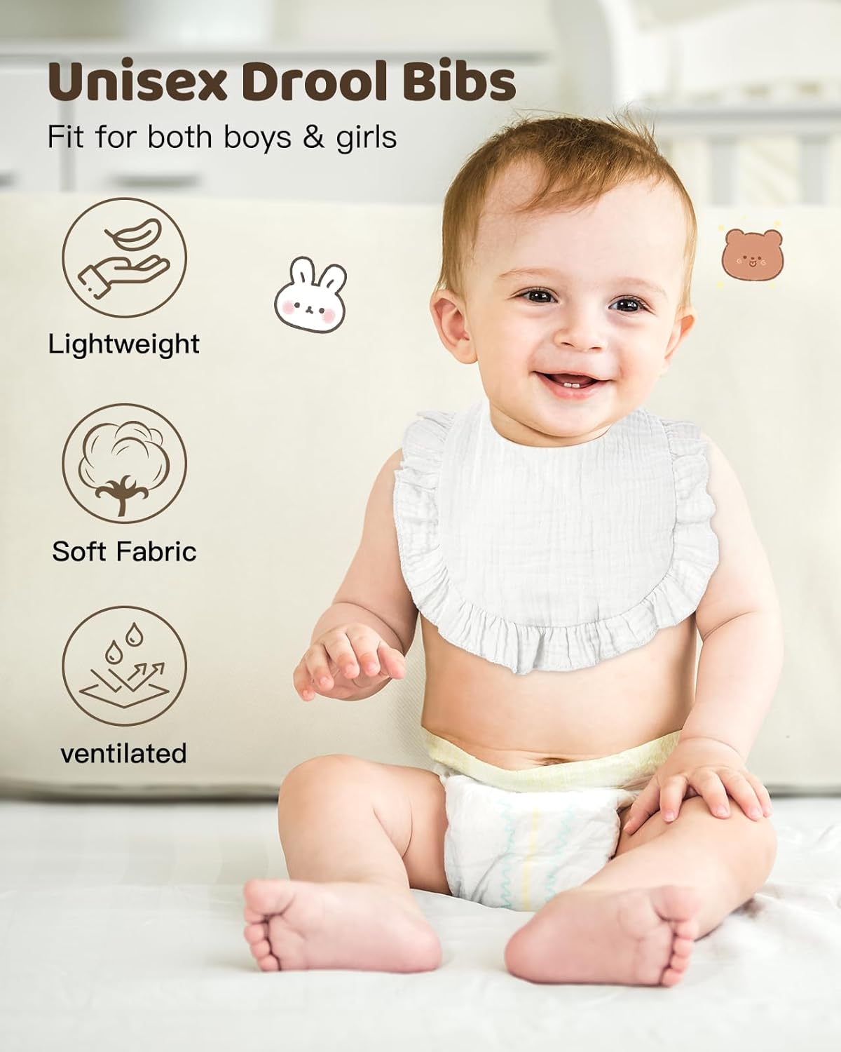 Lictin Muslin Baby Drool Bibs - 8 Pack Baby Bandana Drool Bibs Cotton Unisex