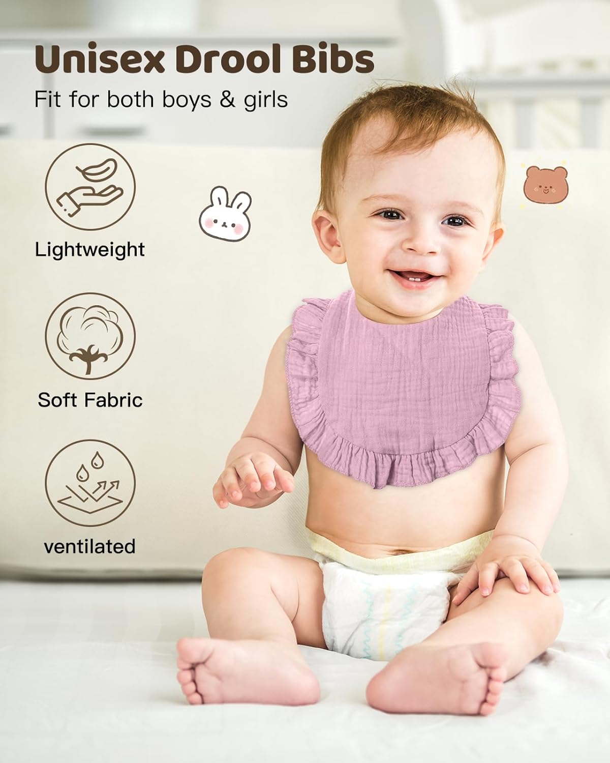 Lictin Muslin Baby Drool Bibs - 8 Pack Baby Bandana Drool Bibs Cotton Unisex