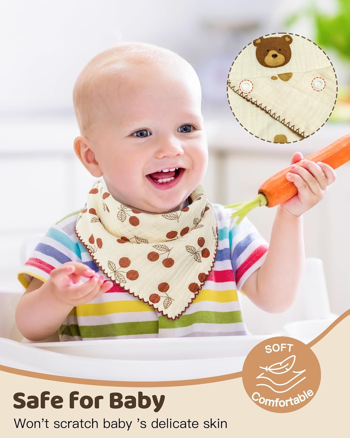 Muslin Baby Bandana Bibs - 8 Pack