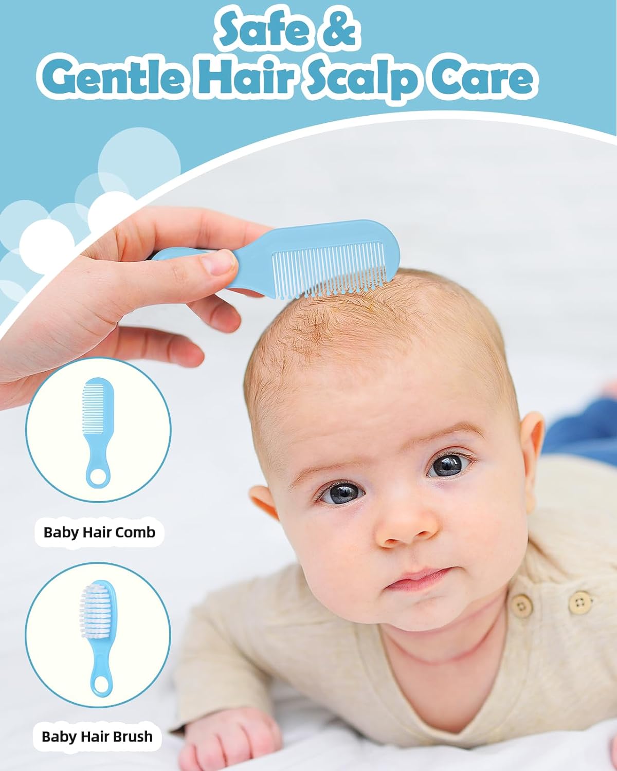 Baby Grooming and Health Kit, Lictin Nursery Care Kit, Newborn Safety Health Care Set with Hair Brush,Comb,Nail Clippers and More for Newborn Infant Toddlers Baby Boys