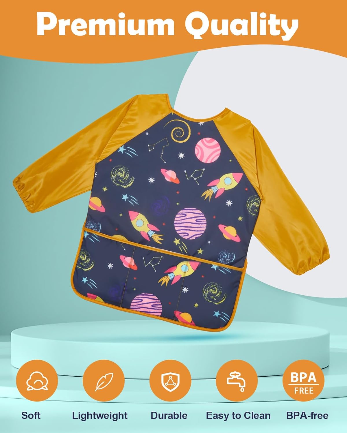 Lictin 2 Pack Kids Art Smocks,Toddler Smock,Waterproof Artist Painting Aprons for Children,with Long Sleeve for Age 3-8 Years