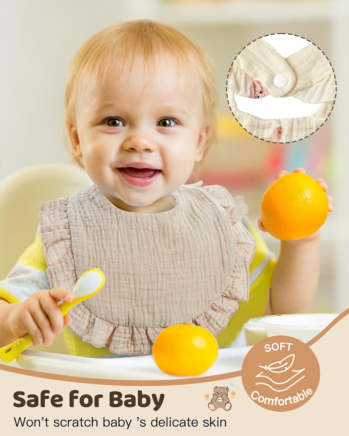 Lictin Muslin Baby Drool Bibs - 8 Pack Baby Bandana Drool Bibs Cotton Unisex