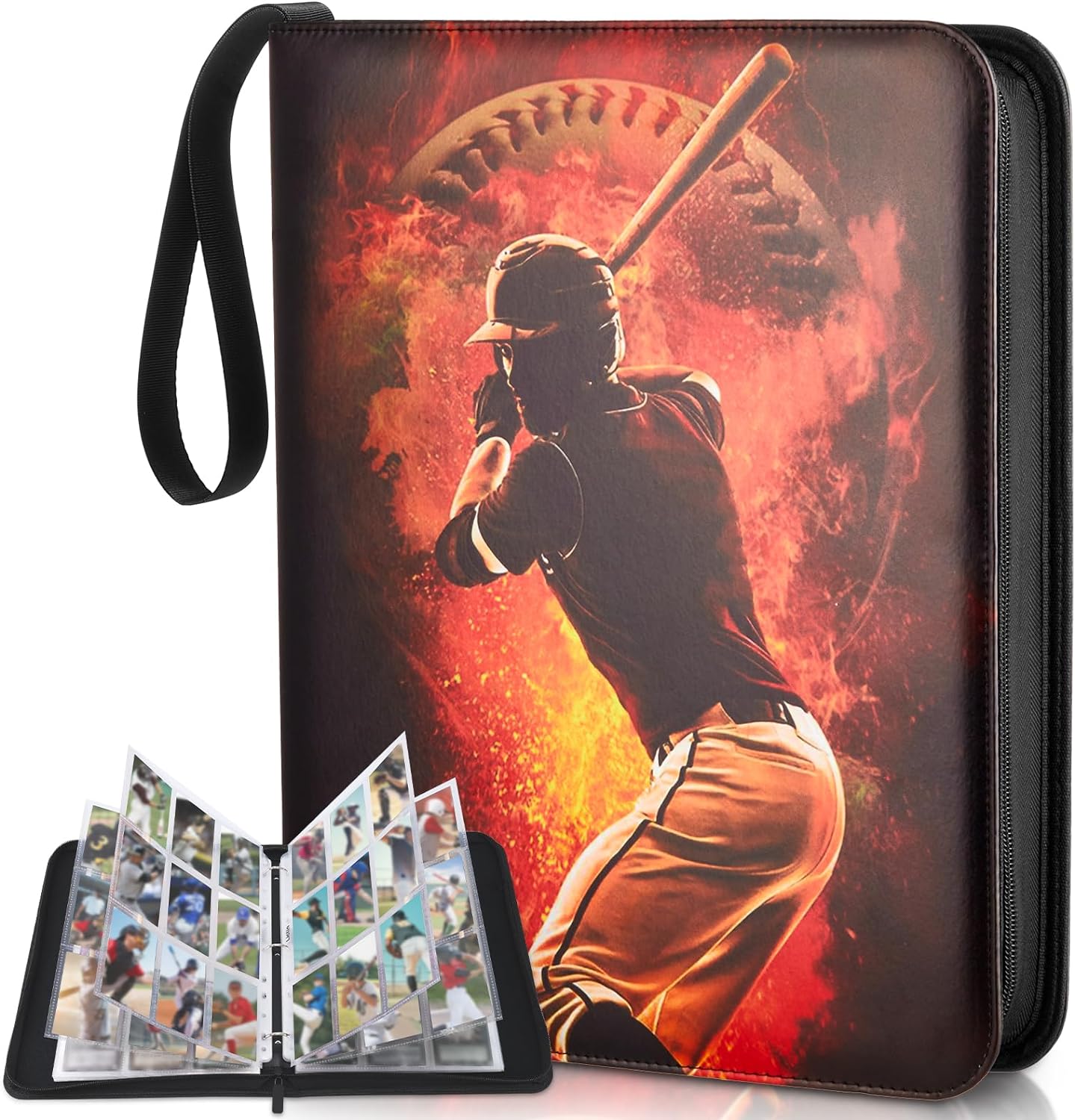 Football Card Binder 9 Pocket - Lictin Football Card Holder, 3 Ring Trading Card Binder, Sports Card Binder Collection Trading Card Albums Fits 810 Cards with 45 Removable Sleeves