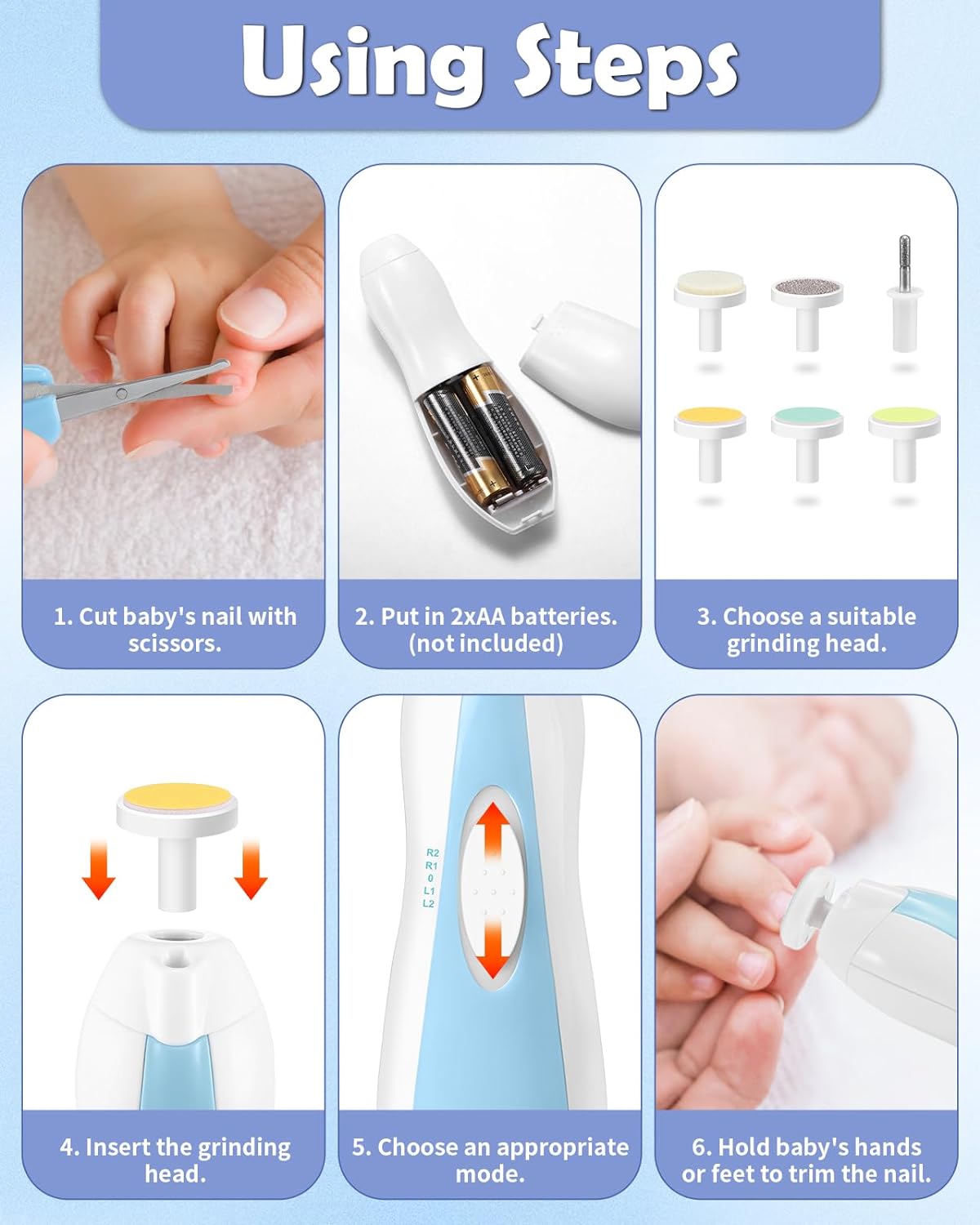 Lictin Baby Healthcare and Grooming Kit, 31 in 1 Baby Nail Trimmer Electric Set,Safe Baby Nail File with Auto Light, Newborn Nursery Health Care Kit with Nail Clippers, Infant Comb, Brush, etc