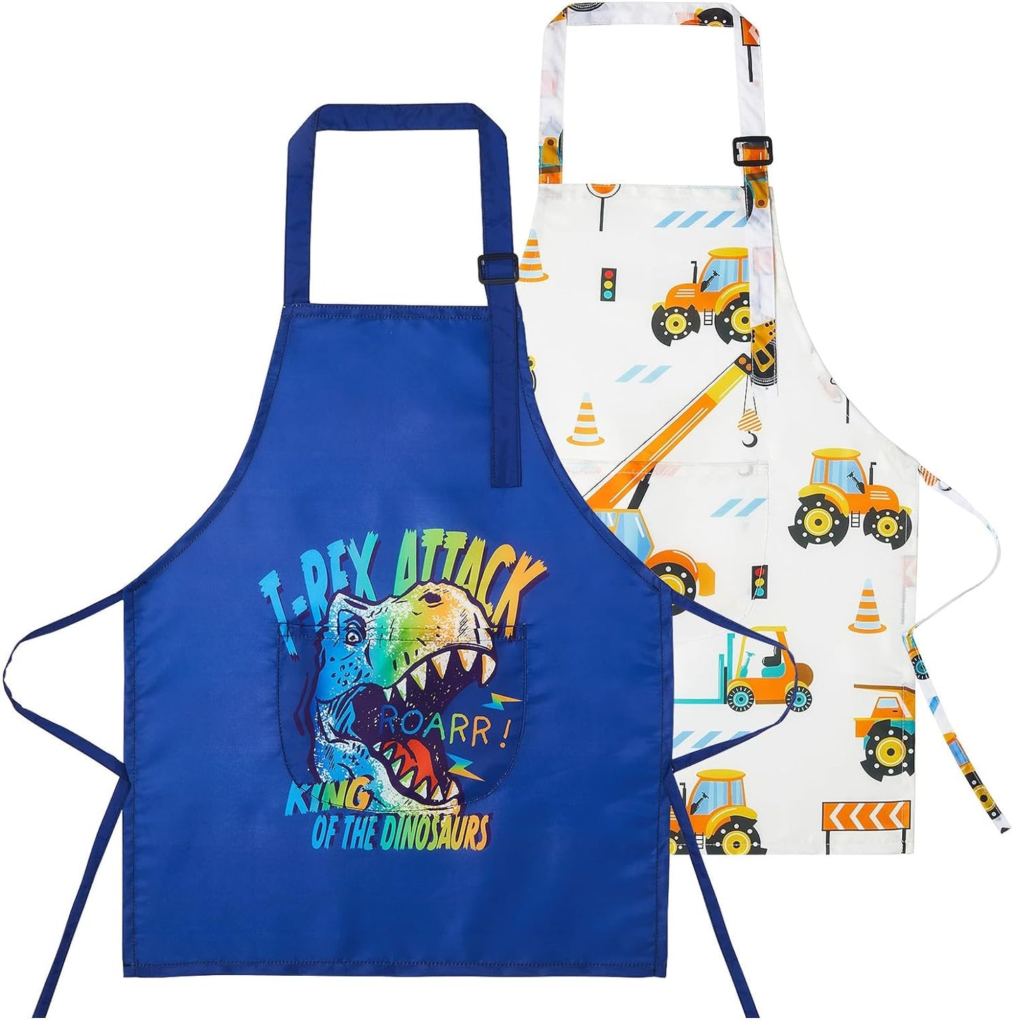 Lictin 2 Pack Kids Apron for Boys Girls for Cooking, Waterproof Art Apron with Pockets for Kids Painting Cooking Baking
