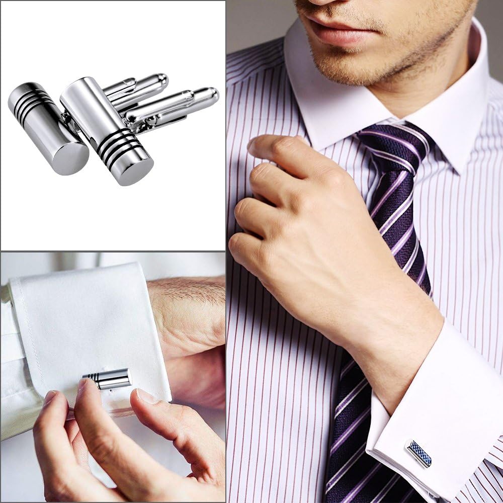 Lictin Men's Cufflinks Cuff Links for Men, Stainless Steel Tuxedo Shirt Cuff Links Set, Men’s Jewelry or Accessories for Business, Wedding