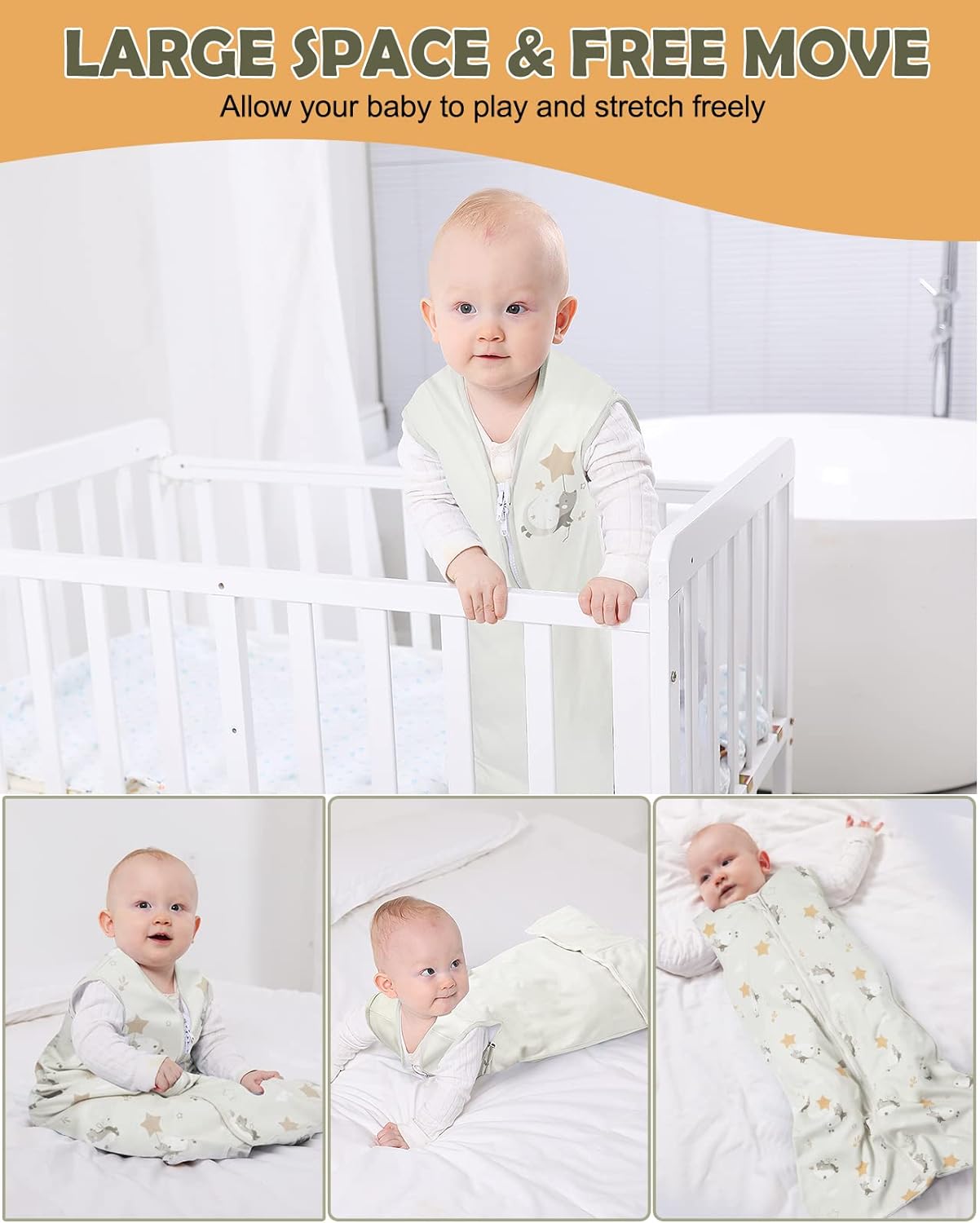 Lictin Baby Sleep Sack 0.5 Tog - 2 Pack Toddler Sleeping Sack 18-36 Months, Baby Wearable Blanket, Sleeveless Summer Baby Sleeping Bag with Adjustable Length and 2-Way Zipper