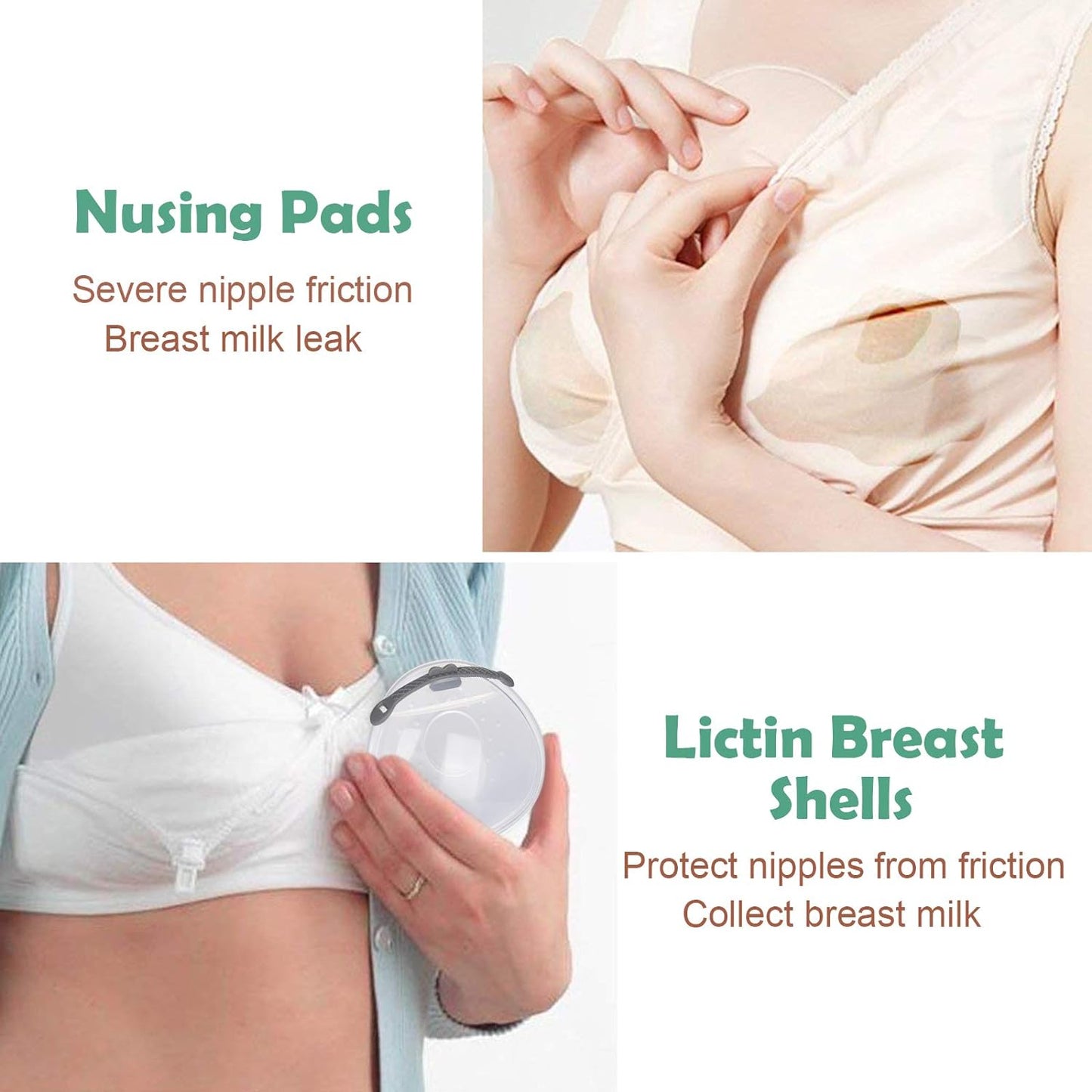 Lictin Breast Shell Breastmilk Collector for Breastfeeding-2 Pcs Silicone Breast Pad Nursing Cup Milk Saver for Nursing Moms Protect Sore Nipples Soft and Reusable with Box