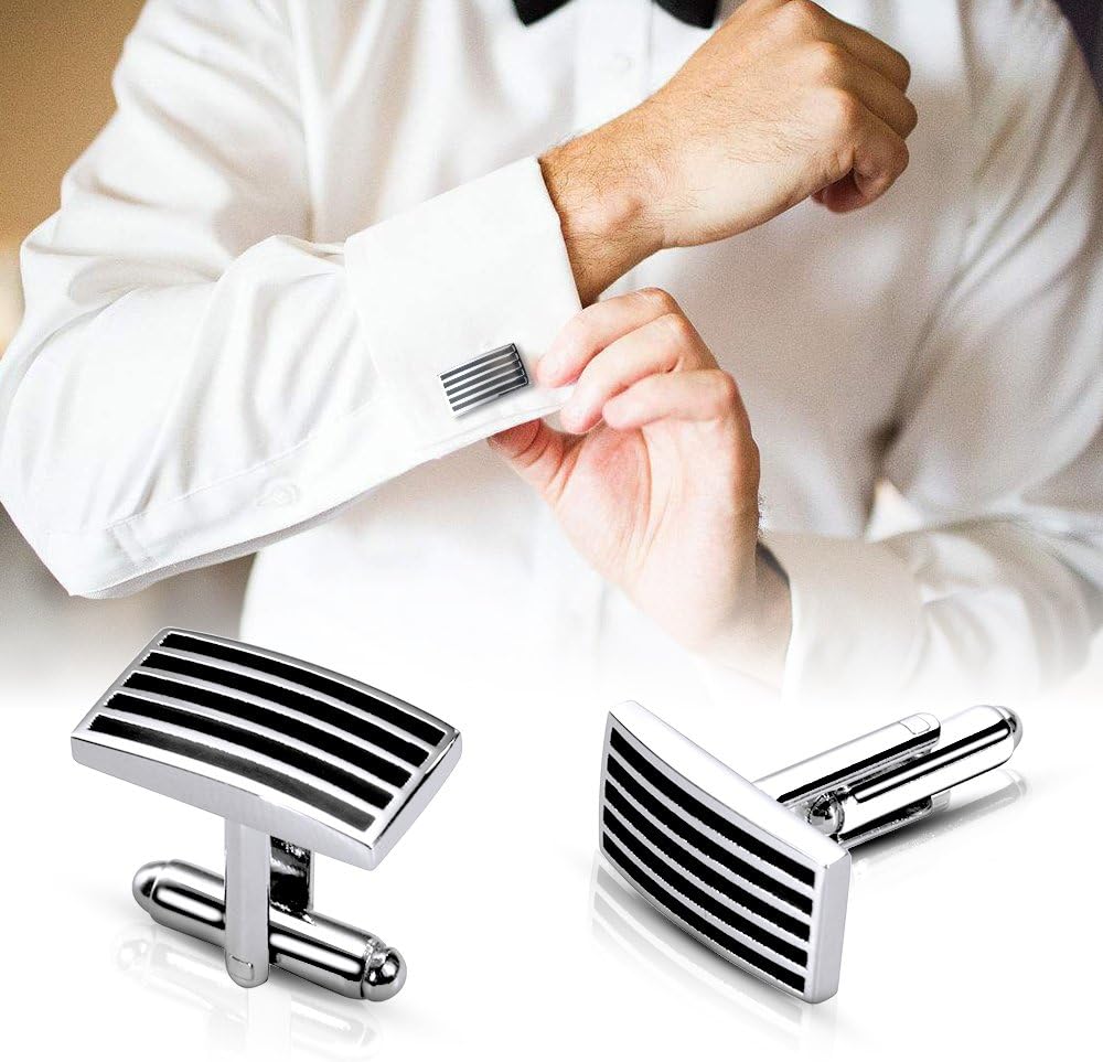 Lictin Men's Cufflinks Cuff Links for Men, Stainless Steel Tuxedo Shirt Cuff Links Set, Men’s Jewelry or Accessories for Business, Wedding