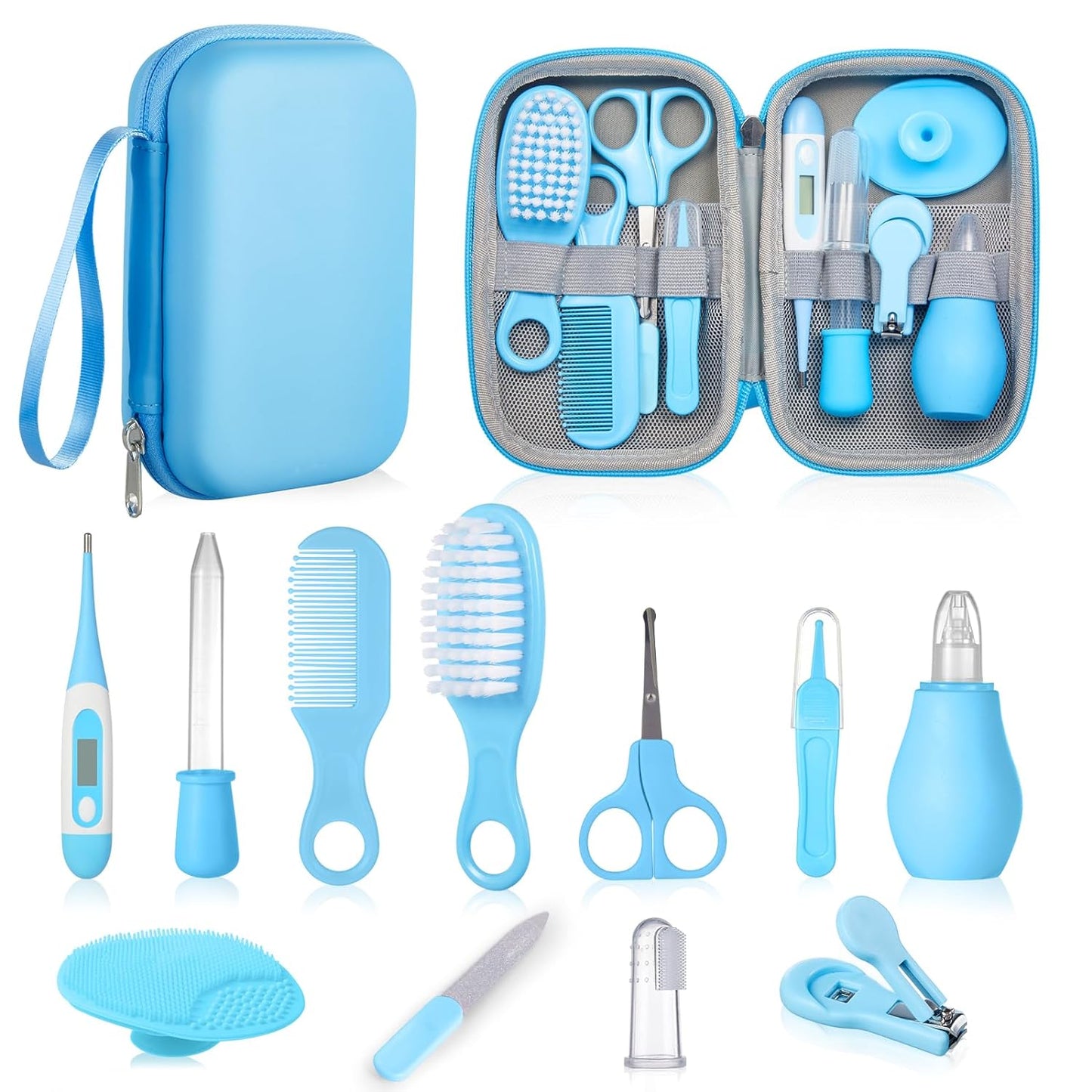 Lictin Baby Healthcare and Grooming Kit, 26 in 1 Rechargeable Nail Trimmer Electric Set,Safe File with Auto Light, Newborn Nursery Health Care Portable Safety Set for Infant Toddlers Boys Girls, Grey