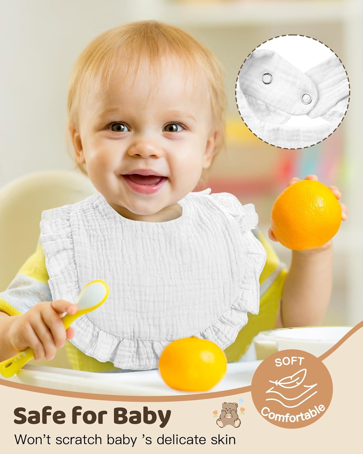 Lictin Muslin Baby Drool Bibs - 8 Pack Baby Bandana Drool Bibs Cotton Unisex