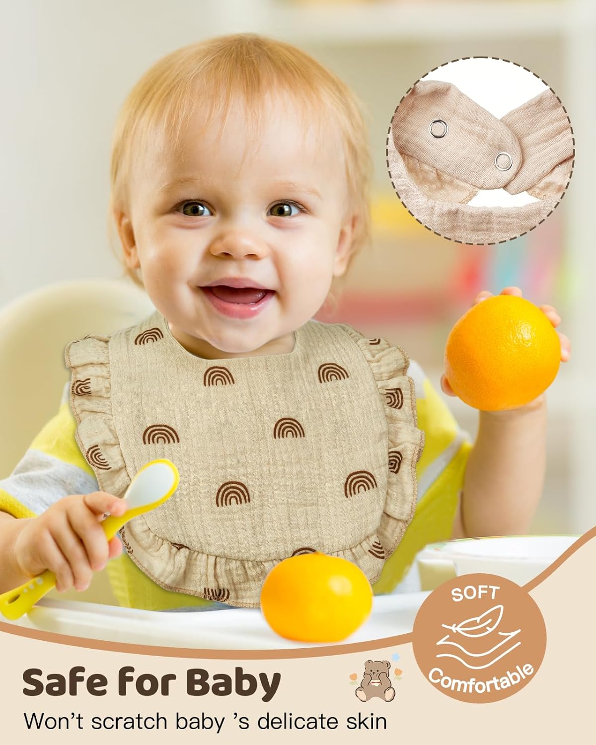 Lictin Muslin Baby Drool Bibs - 8 Pack Baby Bandana Drool Bibs Cotton Unisex