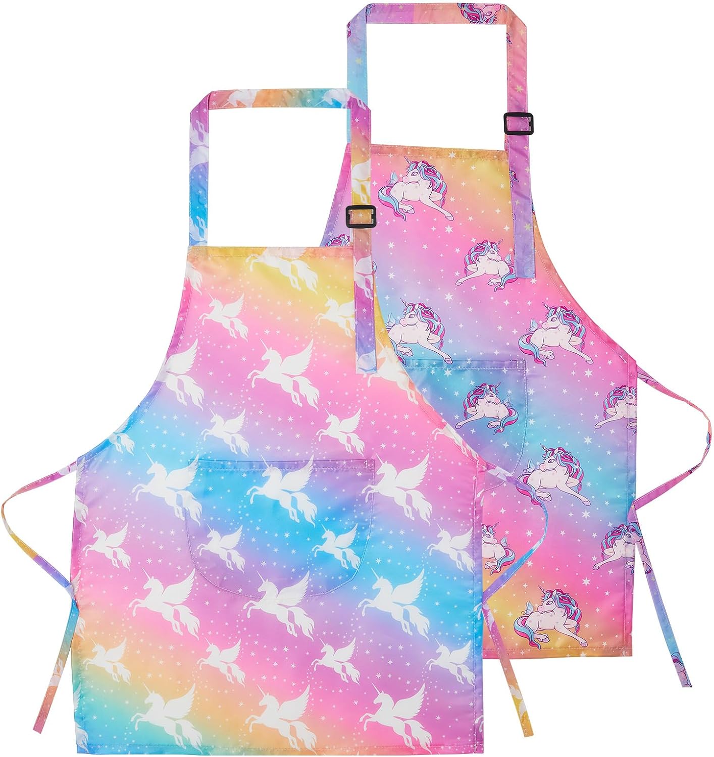 Lictin 2 Pack Kids Apron for Boys Girls for Cooking, Waterproof Art Apron with Pockets for Kids Painting Cooking Baking