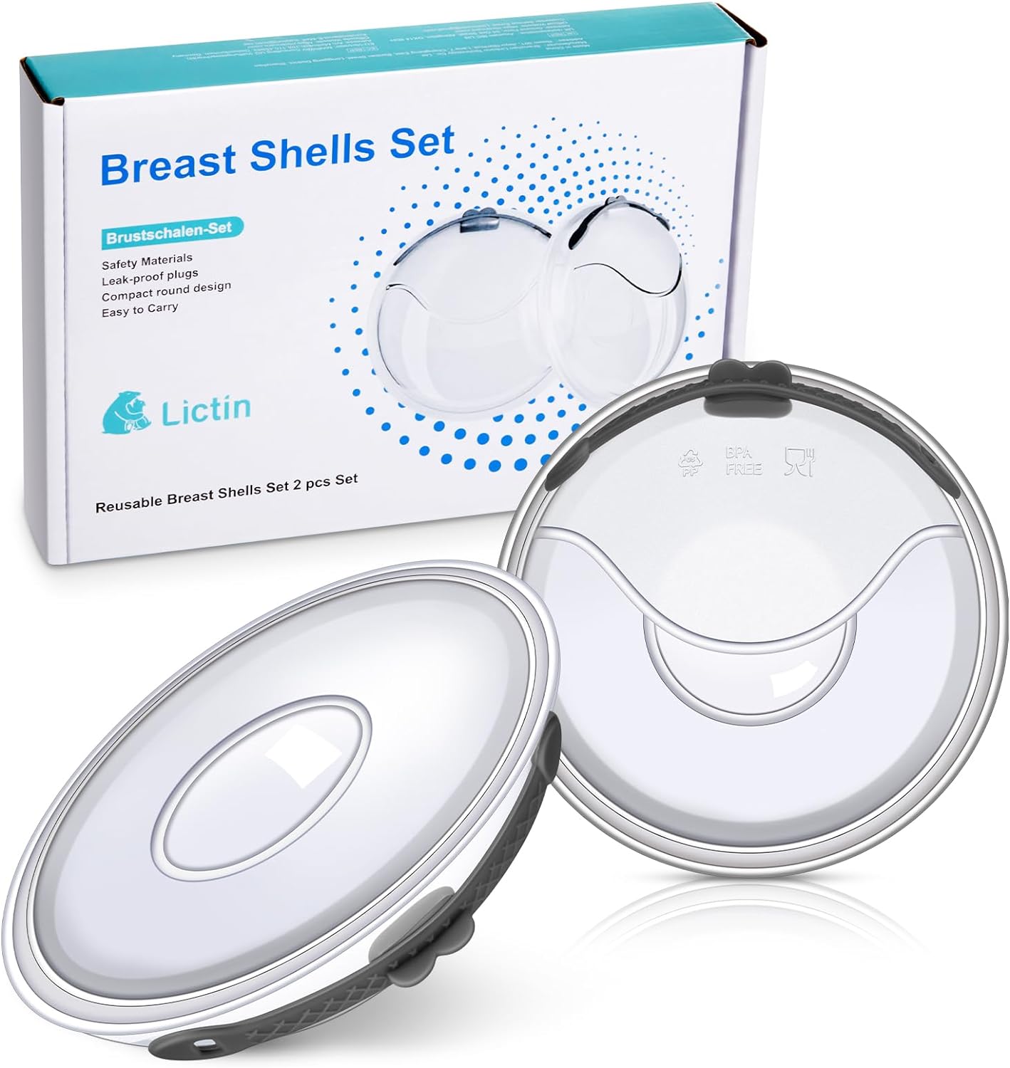 Lictin Breast Shell Breastmilk Collector for Breastfeeding-2 Pcs Silicone Breast Pad Nursing Cup Milk Saver for Nursing Moms Protect Sore Nipples Soft and Reusable with Box