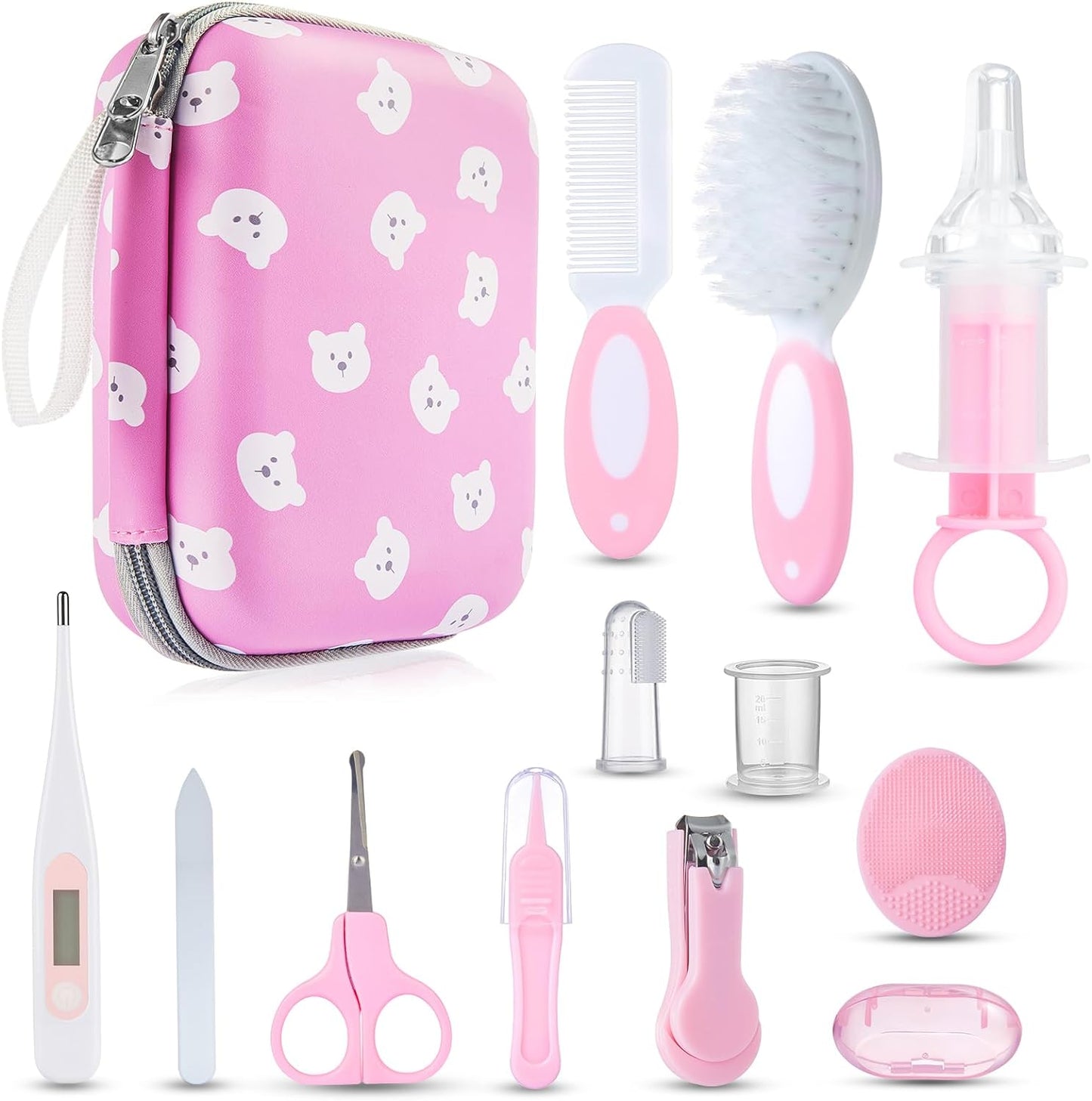 Lictin Baby Grooming Kit 15PCS Baby Health Care Set Portable Baby Travel Kit, Safety Cutter Baby Nail Kit for Nursing Baby Girl Boys Heath and Grooming (Blue)