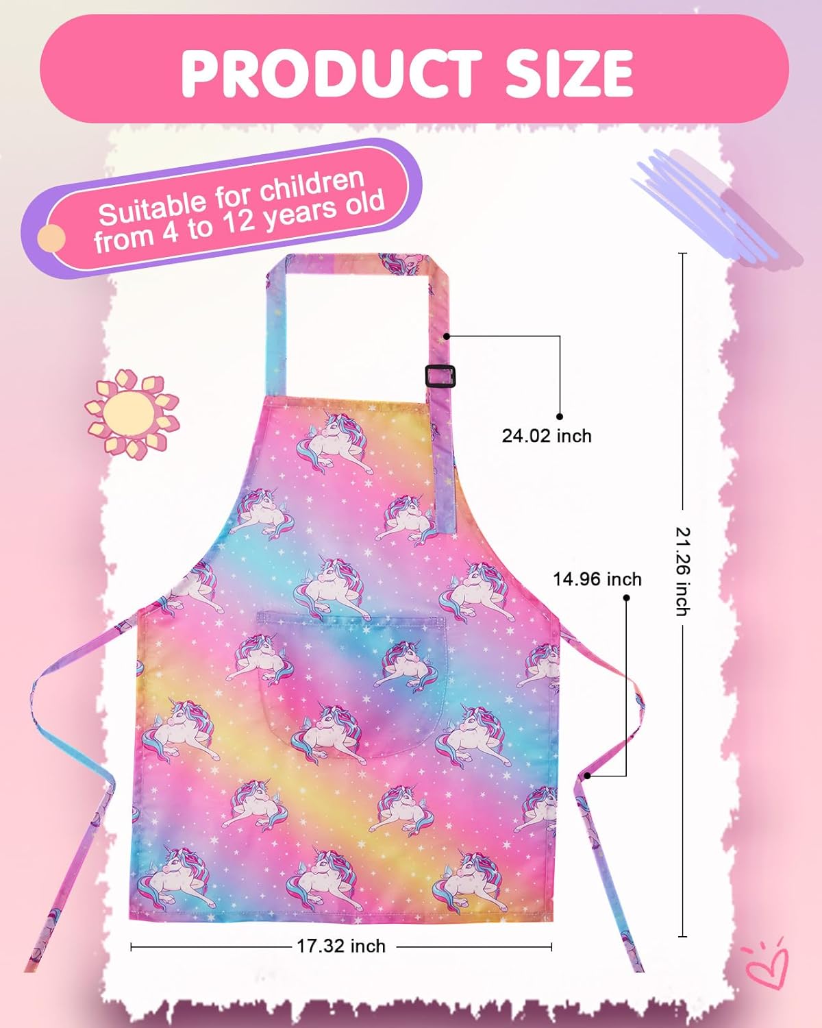 Lictin 2 Pack Kids Apron for Boys Girls for Cooking, Waterproof Art Apron with Pockets for Kids Painting Cooking Baking