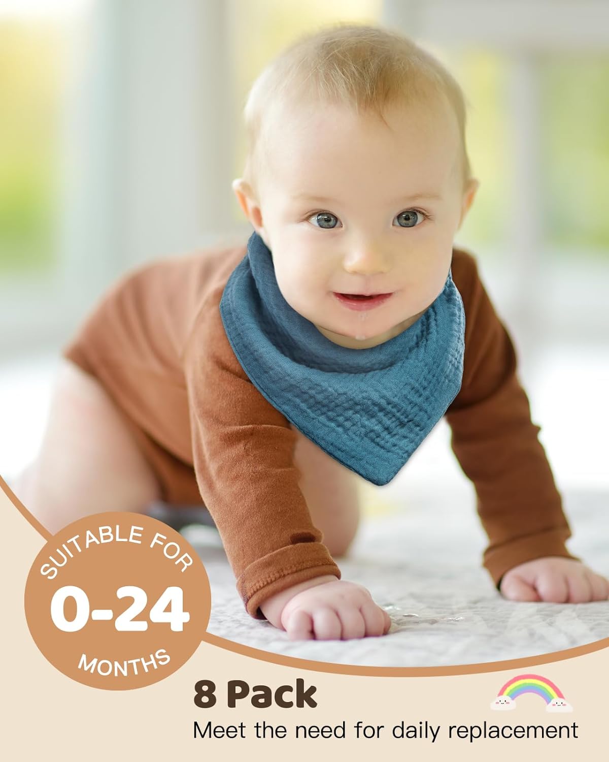 Muslin Baby Bandana Bibs - 8 Pack