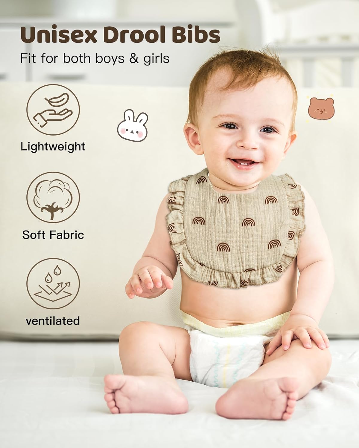 Lictin Muslin Baby Drool Bibs - 8 Pack Baby Bandana Drool Bibs Cotton Unisex
