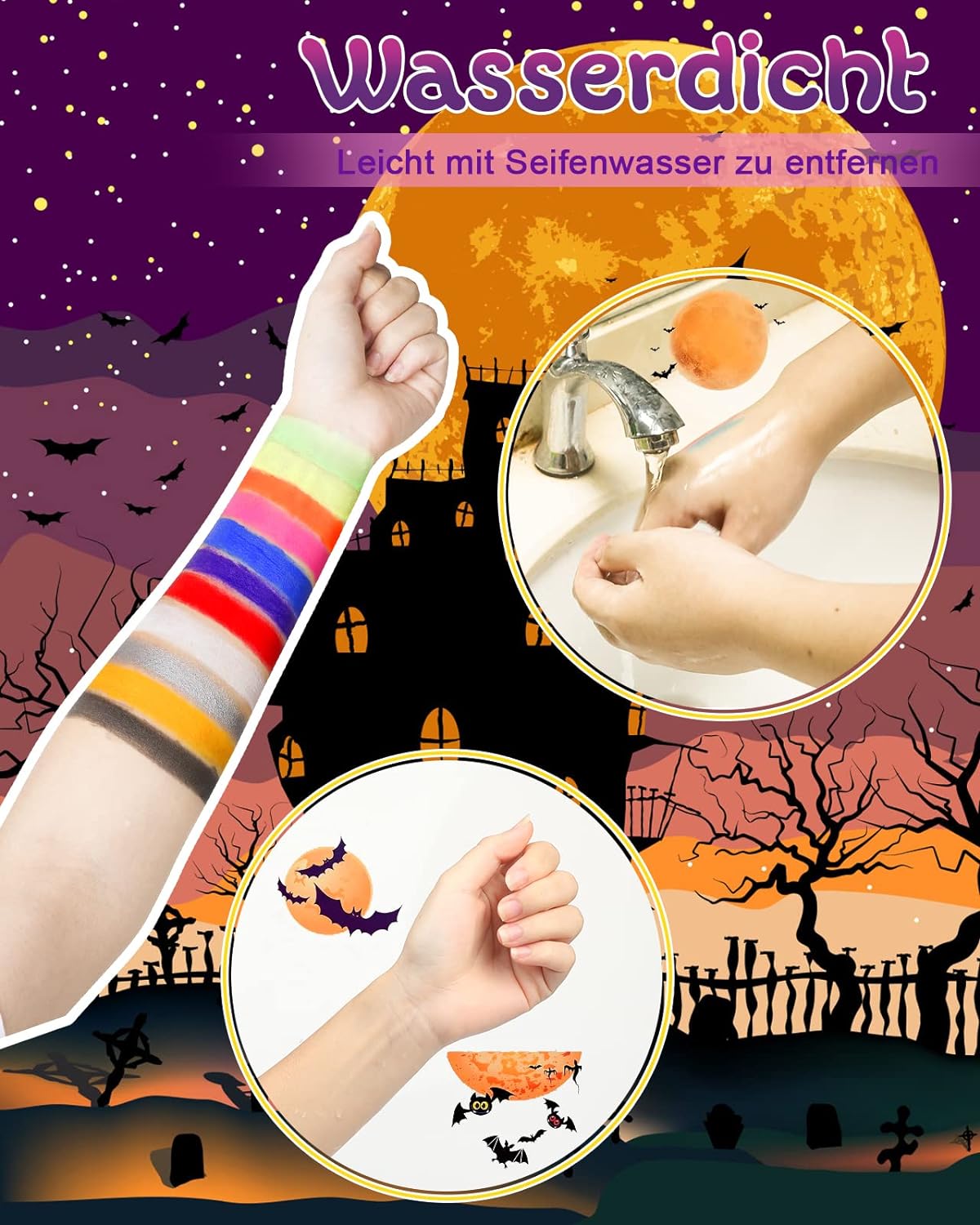 Lictin Water Based Face Paint - 26 Colors Face Painting Kit with Stencils and Brushes, Halloween Makeup Kit for Adults and Kids, Professional Non Toxic Washable