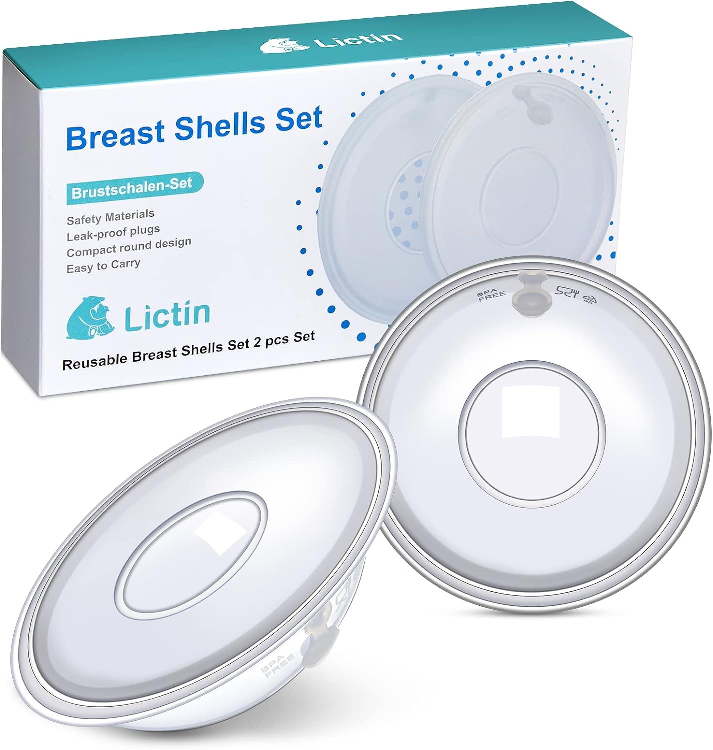 Lictin Breast Shell Breastmilk Collector for Breastfeeding-2 Pcs Silicone Breast Pad Nursing Cup Milk Saver for Nursing Moms Protect Sore Nipples Soft and Reusable with Box