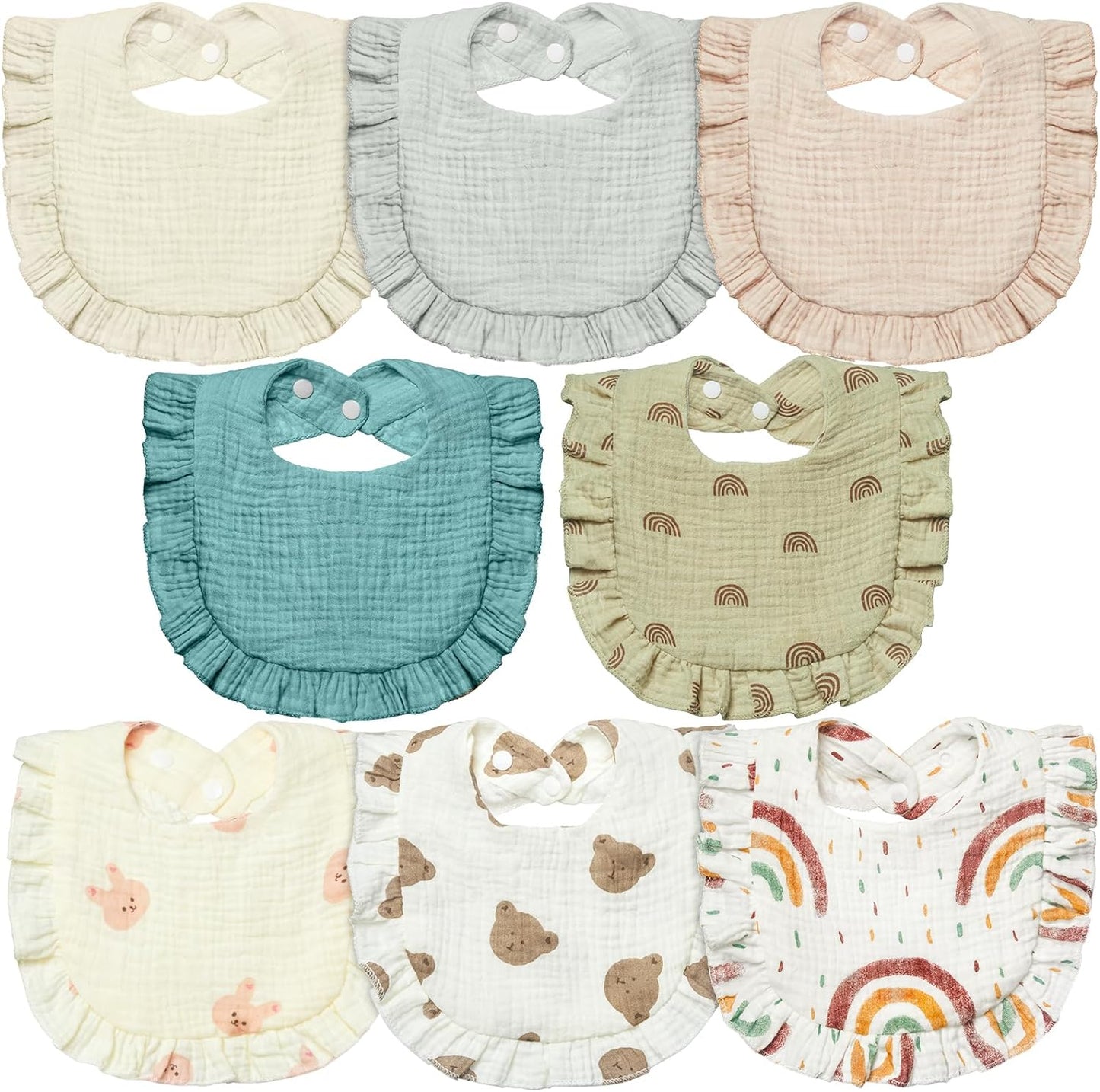 Lictin Muslin Baby Drool Bibs - 8 Pack Baby Bandana Drool Bibs Cotton Unisex