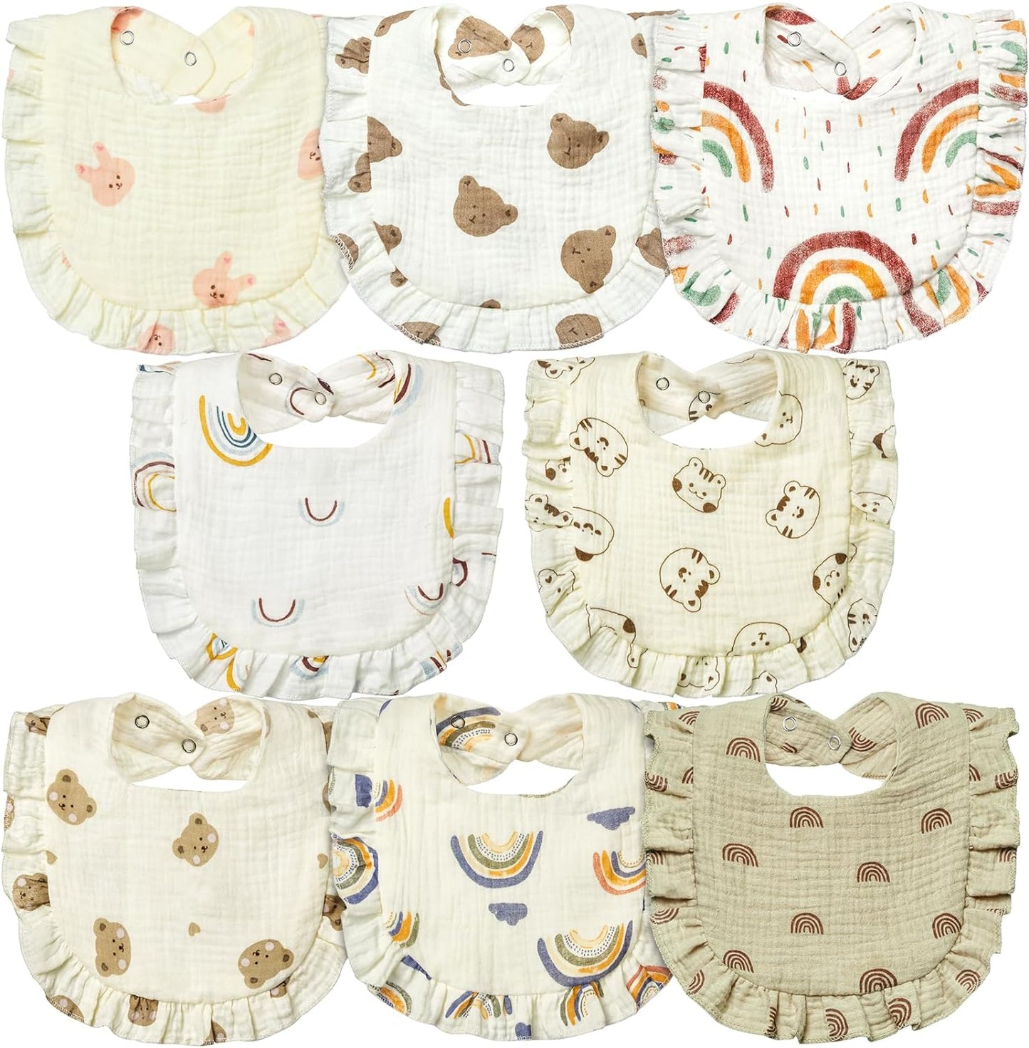Lictin Muslin Baby Drool Bibs - 8 Pack Baby Bandana Drool Bibs Cotton Unisex