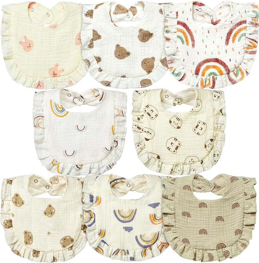 Lictin Muslin Baby Drool Bibs - 8 Pack Baby Bandana Drool Bibs Cotton Unisex