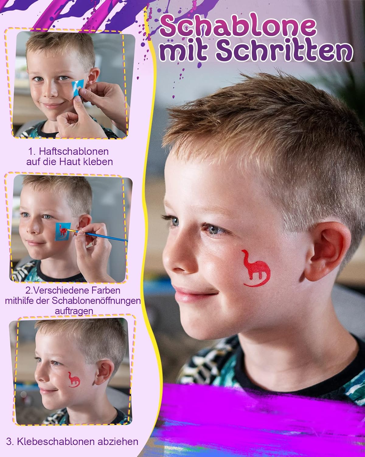 Lictin Water Based Face Paint - 26 Colors Face Painting Kit with Stencils and Brushes, Halloween Makeup Kit for Adults and Kids, Professional Non Toxic Washable