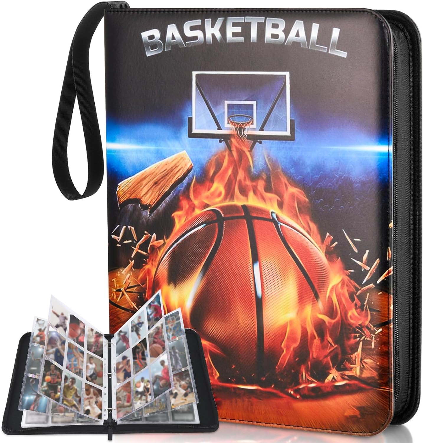 Basketball Card Binder 9 Pocket - Lictin Basketball Card Holder, Trading Card Binder, Sports Card Binder Collectible Trading Card Albums Fits 810 Cards with 45 Removable Sleeves