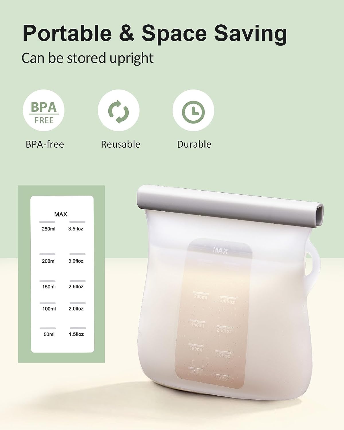 Silicone Breastmilk Storage Bags-5PCS