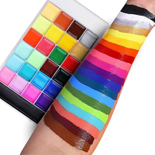 Lictin Water Based Face Paint - 26 Colors Face Painting Kit with Stencils and Brushes, Halloween Makeup Kit for Adults and Kids, Professional Non Toxic Washable
