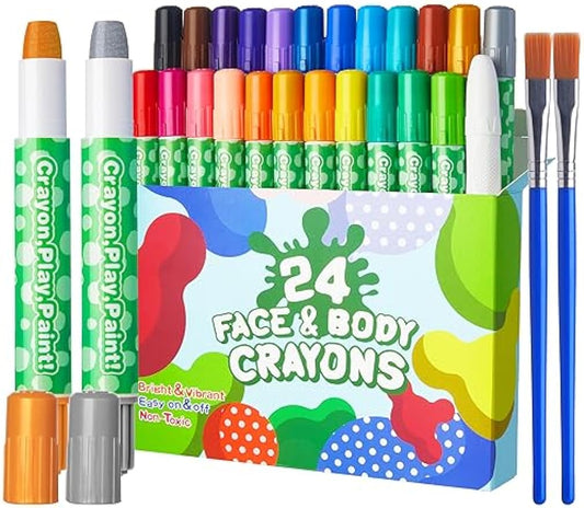 Lictin Face Painting Kits for Kids - 24 Colors Twistable Face Paint Crayons, Water Based Face Paint Marker Sticks for Halloween, Christmas, Cosplay, Face Makeup Body Paints Sticks for Kids and Adults