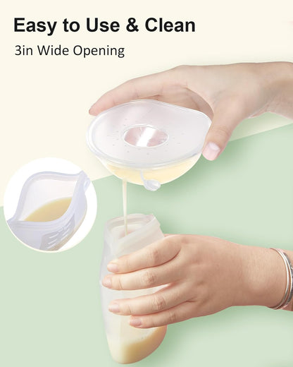 Lictin 8PCS Silicone Breastmilk Storage Bags, 8.5oz/250ml Reusable Breast Milk Storage Container, BPA-Free Self-Standing Milk Storing Bags for Breastfeeding, Leak-Proof Baby Food Storage Containers