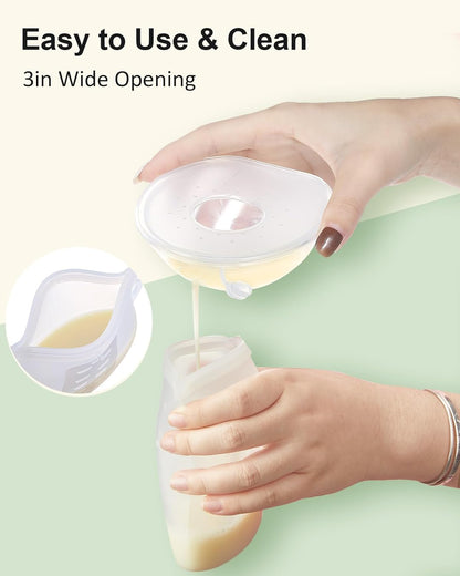 Lictin 5PCS Silicone Breastmilk Storage Bags, 8.5oz/250ml Reusable Breast Milk Storage Container, BPA-Free Self-Standing Milk Storing Bags for Breastfeeding, Leak-Proof Baby Food Storage Containers