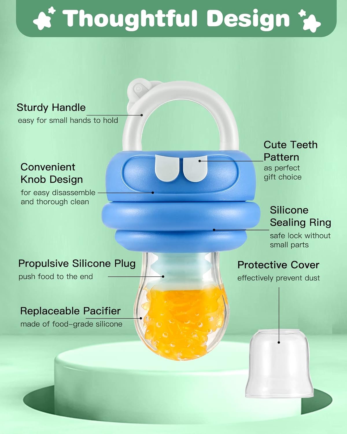 Lictin Baby Fruit Food Feeder Pacifier, 2-Pack Fresh Food Feeder, Infant Teether Toy, Silicone Fruit Teether for Babies, Infant Fruit Teething Toy,