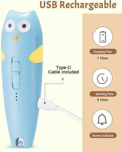 Lictin 2 in 1 Baby Nail Trimmer Electric, Safe Baby Nail File Kit Rechargeable, Baby Nail Clippers with Auto Light for Newborn, Infant, Toddler, Kids, 10 Replacement Grinding Heads, Trim and Polish