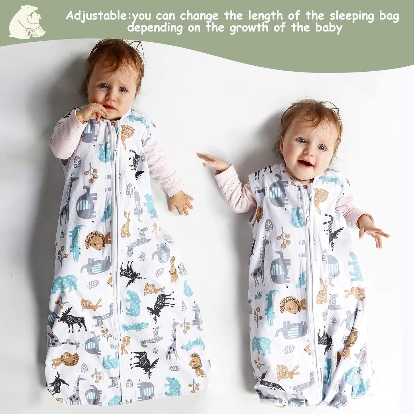 Lictin Baby Sleep Sack 0.5 Tog - 2 Pack Toddler Sleeping Sack 18-36 Months, Summer Baby Sleeping Bag, Sleeveless Baby Wearable Blanket with Adjustable Length and 2-Way Zipper